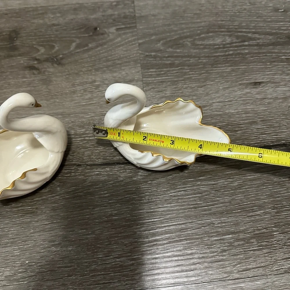 Lenox Cream and 24k Gold Porcelain Swan Trinket Bowls - Picture 5 of 8